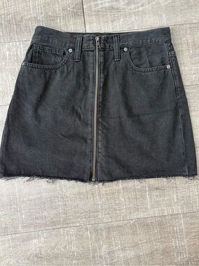 Madewell Black Zip-Front Denim Mini Skirt
